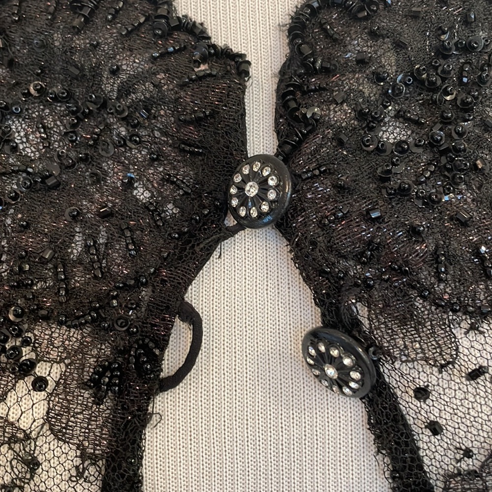COUTURE BLACK LACE VINTAGE EVENING JACKET - Picture 12 of 12